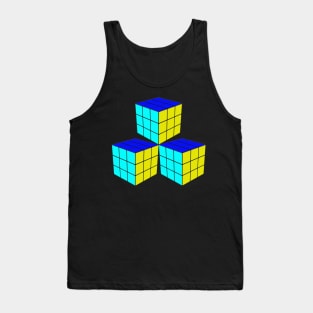 Three Rubik Cubes in a Triangle - Original Colors Tank Top